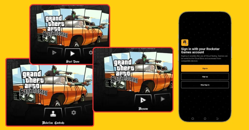 Contoh tampilan awal dan kendali permainan mobile