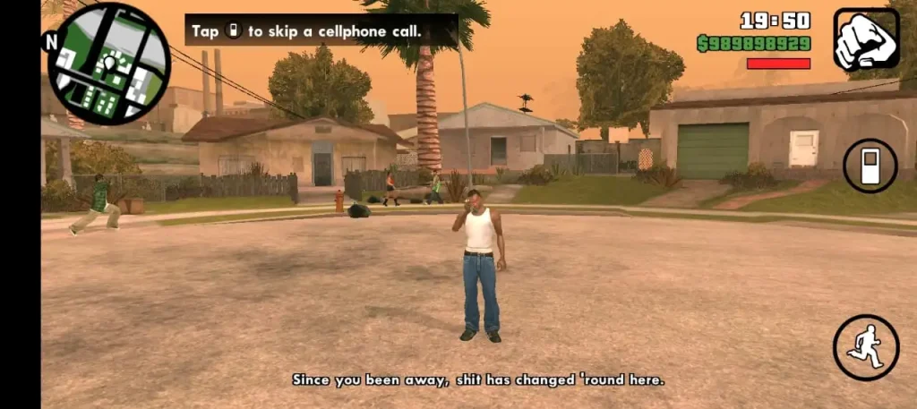 Karakter di lingkungan permukiman GTA San Andreas mobile