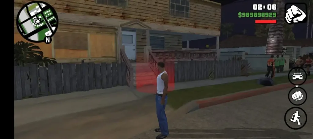 Contoh tampilan permainan GTA San Andreas di Android